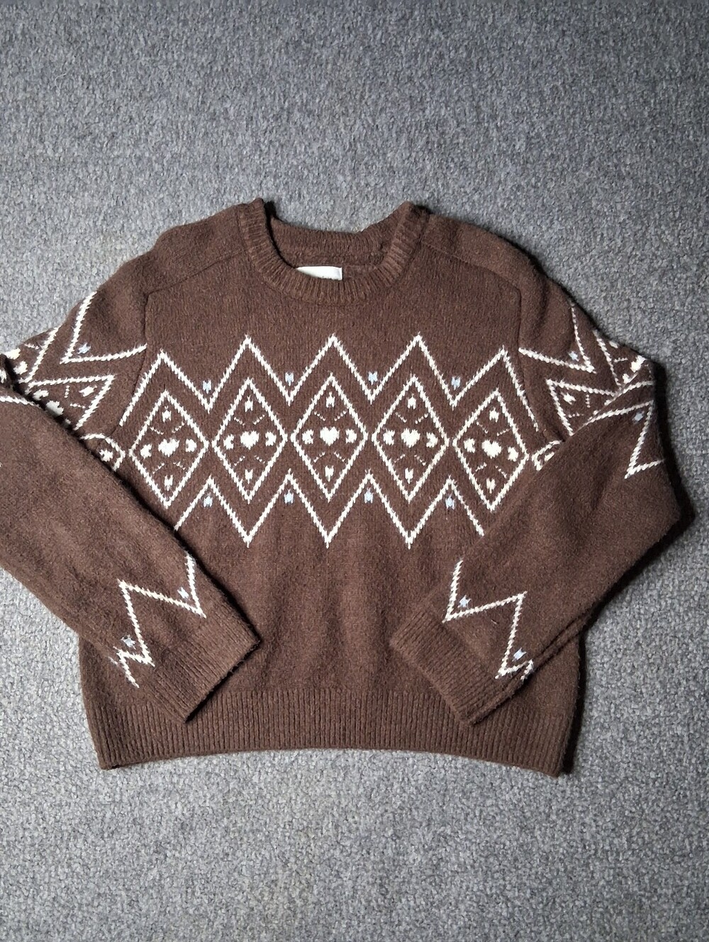Abercrombie & Fitch Brown Fair Isle Knit Pullover Sweater S